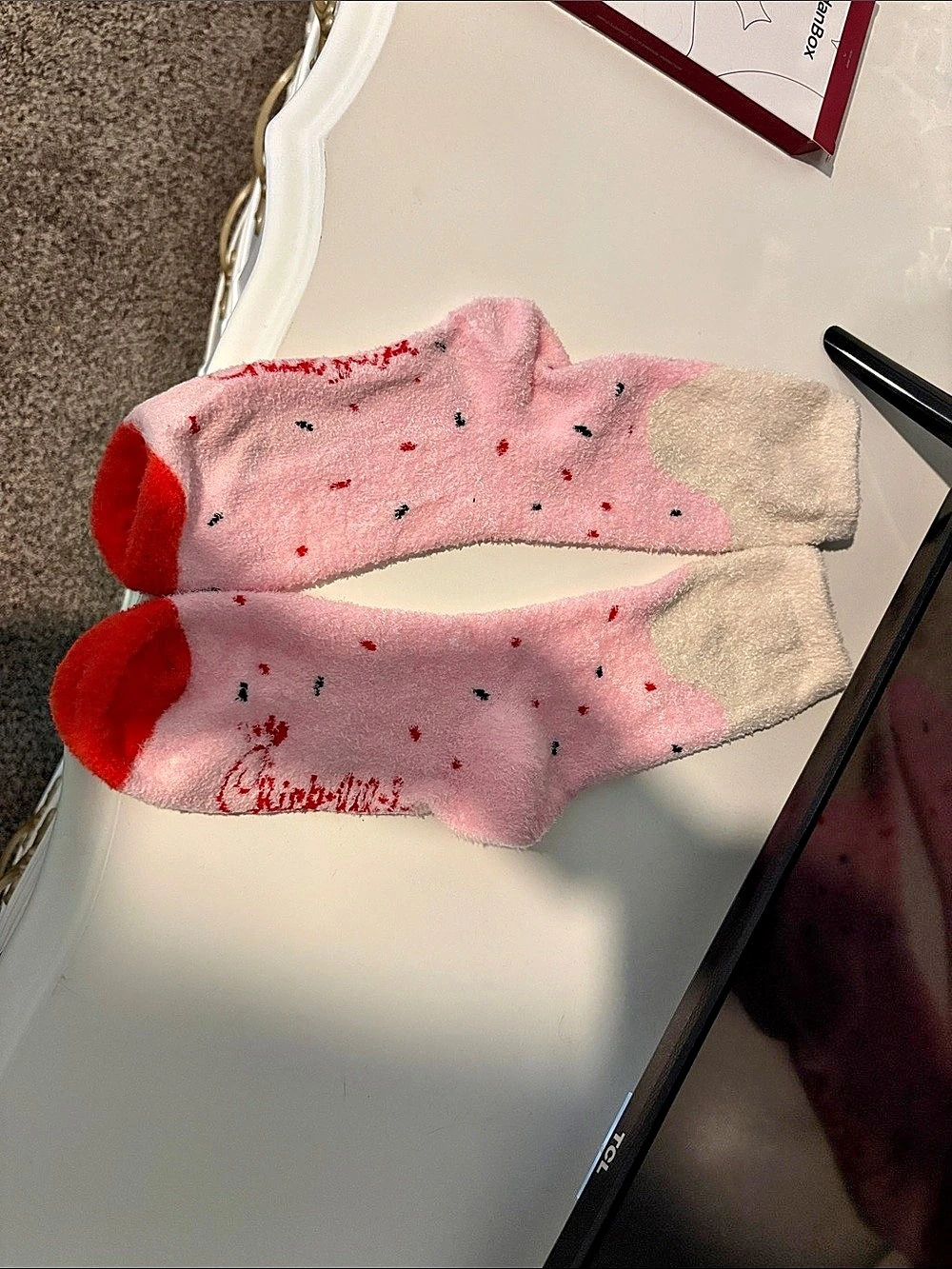 Super cute Chick-fil-A ice cream sprinkles fuzzy socks